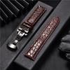 Crocodile Pattern Luxury Design Leather Watchbands with Automatic Buckle Men Watch Band 18mm 20mm 22mm 24mm Watch Straps
