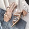 Women High Heel Sandals Summer Casual Female Shoes Woman Square Heel Open Toe Ankle Strap Ladies Sandalias Wedge Shoe 2025 New