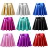 Kids Girls Metallic Flared Skater Skort High Elastic Waist Athletic Dance Scooter Skirt