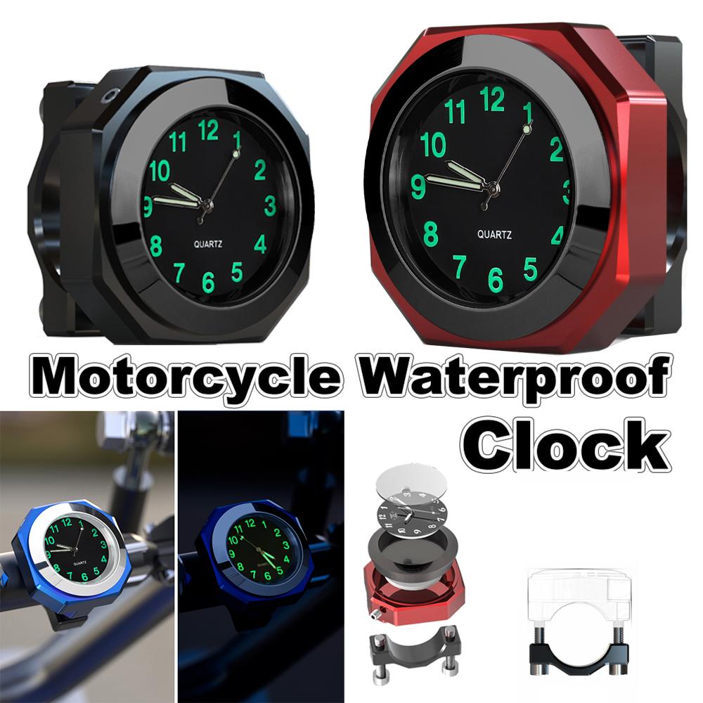 Universal Luminous 22-28mm Clock Motorcycle Handlebar Mount Waterproof Timetable for Scooter Bicycle Modified Watch Accessories