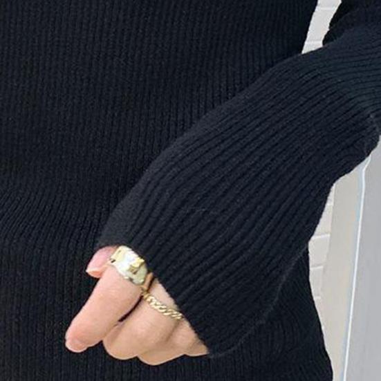 Sweater Turtleneck Long Sleeve Solid Color Bottom Tops High Elasticity