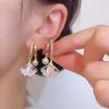 Ginkgo Leaf Pearl Ear Buckle Earrings Women's Short Cat Eye Stone Versatile Earrings