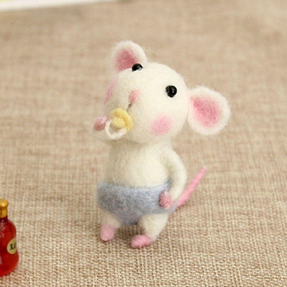 Non-Finished Poked Needle Kit Wool Kits Gift Mouse Wool Felting Mouse Ornament Felt Toy Doll