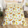 Cartoon Animals Duvet Cover Cute Giraffe Monkey Tiger Elephant Bedding Set Lovely Wildlife Comforter Cover Polyester Quilt Cover