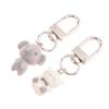 Kawaii Flocked Cat Keychain Cartoon Koala Bear Phone Pendant Headphone Case Charm Backpack Bag Decor Car Key Ring
