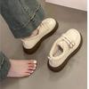 Mary Jane Small Leather Shoes Women's Winter Velvet Thickened Warm Cotton Shoes 2025 New Fashionable Versatile Platform Single Shoes
