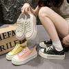 Summer Dopamine Simple Canvas Shoes Women's 2025 New Platform Running White Shoes College Style Lace-up Casual Shoes