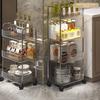 Movable Shelf with Wheels Multi-tiers Storage Rack Rolling Cart Transparent Basket Organizer Trolley for Snacks Cosmetics Bathroom
