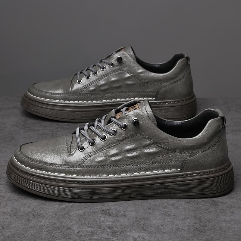 Comfy Leather Men Shoes Personality Men's Casual Shoes Comfortable Male Sneakers Lace Up Skate Flats for Man New Vulcanize Shoes