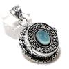 Aqua Chalcedony Gemstone Handmade 925 Sterling Silver Jewelry Pendant 1.77" T7A07
