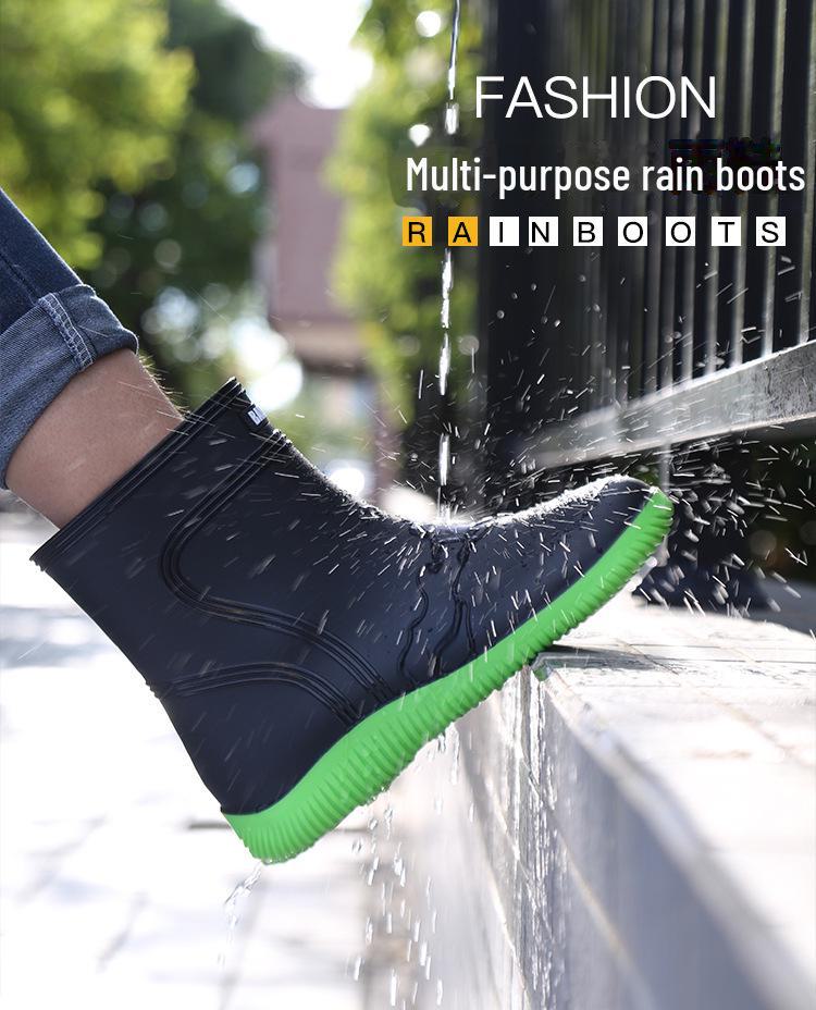 3306 Mid-Tube Fashion Rain Boots for Men and Women - Non-Slip, Waterproof, Thick Rubber Shoes, Ideal for Kitchen Work