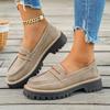 2025 New Spring and Autumn Loafers Large Size Casual Polished British Style Women's Shoes Thick Heel Thick Sole Foreign Trade Retro