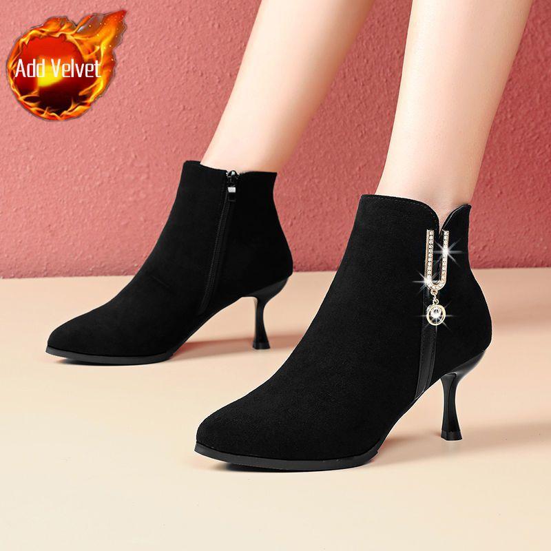 Fashion Pole Heeled Female Short Shoes Plus Big Size Stripper Women's Ankle Boots Suede Footwear On Offer Chic and Elegant Hot Booties