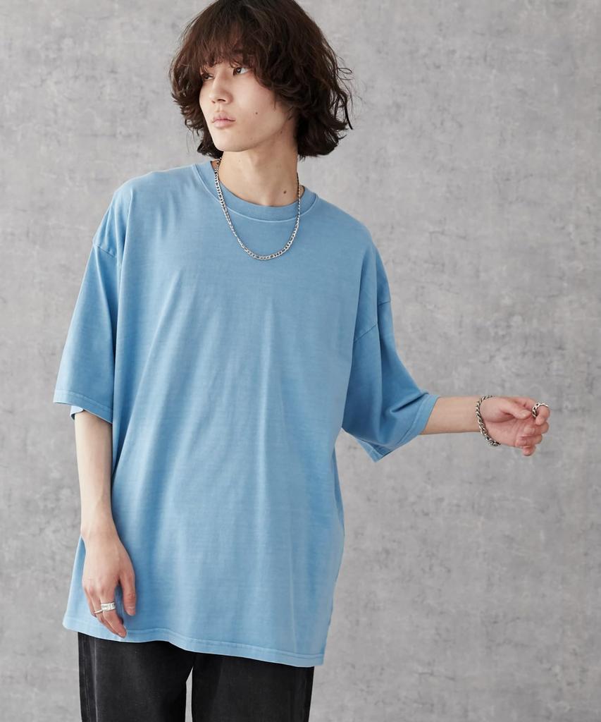 WEGO Unisex Short Sleeve Cotton Oversized Simple Loose Plus Size Blue Sonata Men's T-Shirt, T-Shirt, Top, Fit, Sizes, Gift, Spring/Summer/Autumn,