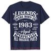 40th Vintage Legends Born In 1983 40 Years Old T Shirts Graphic Cotton Streetwear Short Sleeve Birthday Gifts