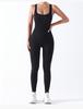 Seamless Ribbed Fitness Jumpsuit with Chest Pad