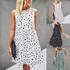 Stylish Summer Dress Knee-length Streetwear Dots Print O Neck Sundress