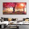 Landscape Forest Autumn Tree Red Leaves Canvas Painting Posters and Prints Wall Art Pictures Living Room Home Decor No Frame