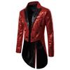 Men's British Style Men Court Tuxedo Suit Coats Fashion Sequin Decoration Blazers Gentleman Wedding Party Long Jacket Singers Stage