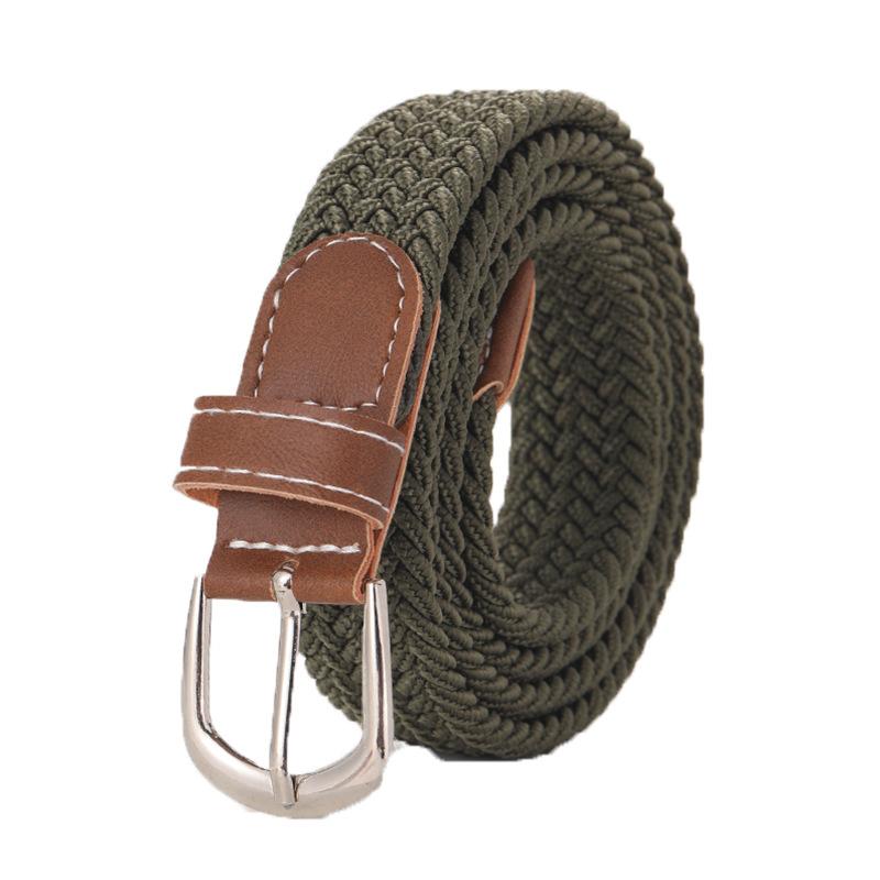 Fashion Universal Woven Thin Belt Elastic Casual Canvas Belt for Women Pants Jeans Knitted Needle Buckle Waistband Belts for Women