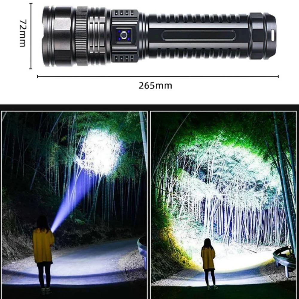 White Laser Flashlight Powerful Light Wicks Ultra Bright Zoom Long Shot LED Rechargeable COB Tail Light Outdoor Power Bank