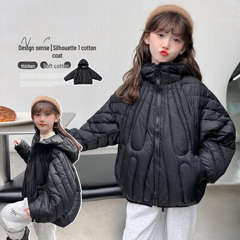 Girls' Solid Color Winter Coat 2024 – Simple, Thick Cotton for Small To Medium Children