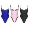 Mens Lace Patchwork Sissy Crossdresser Bodysuit Sexy Jumpsuit Slim Tops Skinny Nightwear