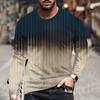 Color Blocking Three Dimensional Printing Men Fall and Winter Loose Round Neck Longsleeved Casual Shirt Oversized Retro Clothing