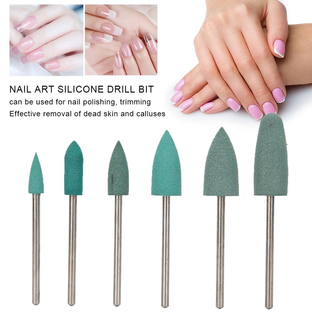 6pcs Nail Drill Bit Nail Art Drill Manicure Grinding Head Nail Polishing Bits Accessory
