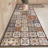 Waterproof Leather Kitchen Carpet, PVC Floor Mats, Plant Pattern, Anti-Slip Decorative Large Area Rug, Home Anti-Oil Rugs