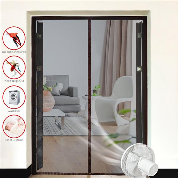 1 Set Summer Door Screen Net Anti Mosquito Insect Fly Bug Curtains Net Automatic Closing Door Screen Kitchen Curtains Magnet Net