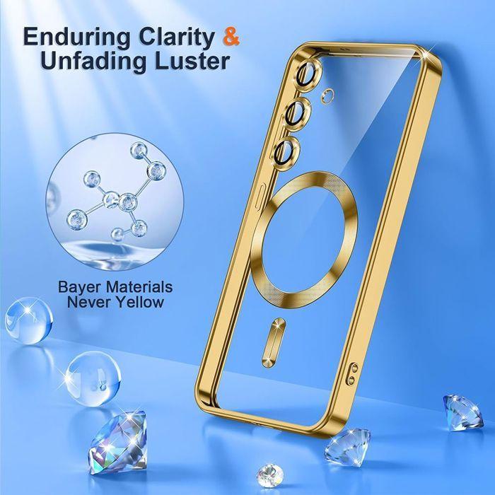 Case for Samsung Galaxy S25 - with Magnetic Ring - Gold + 2 Tempered Glasses - BOOLING®