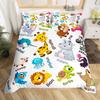 Kid Zoo Animal Duvet Cover Cute Wildlife Giraffe Bedding Set Cartoon Lion Hippo Turtle Yak Comforter Cover Polyester Quilt Cover