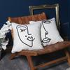 Face Simple Line Embroidery Cushion Cover Cushion Cover Teddy Velvet Sofa Living Room Abstract Bedside Pillow Cover
