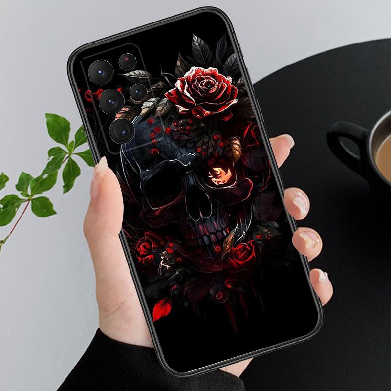 Skull Flower Art Phone Case For Samsung A35 A55 A54 A15 A25 A05s A05 A22 A24 A52 A33 A34 M34 M14 M54 M23
