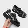 Fashion Black Fashion Platform Shoes for Women Genuine Leather Casual Walking Shoes Metal Decoration Chunky Heel Women Designer Loafers
