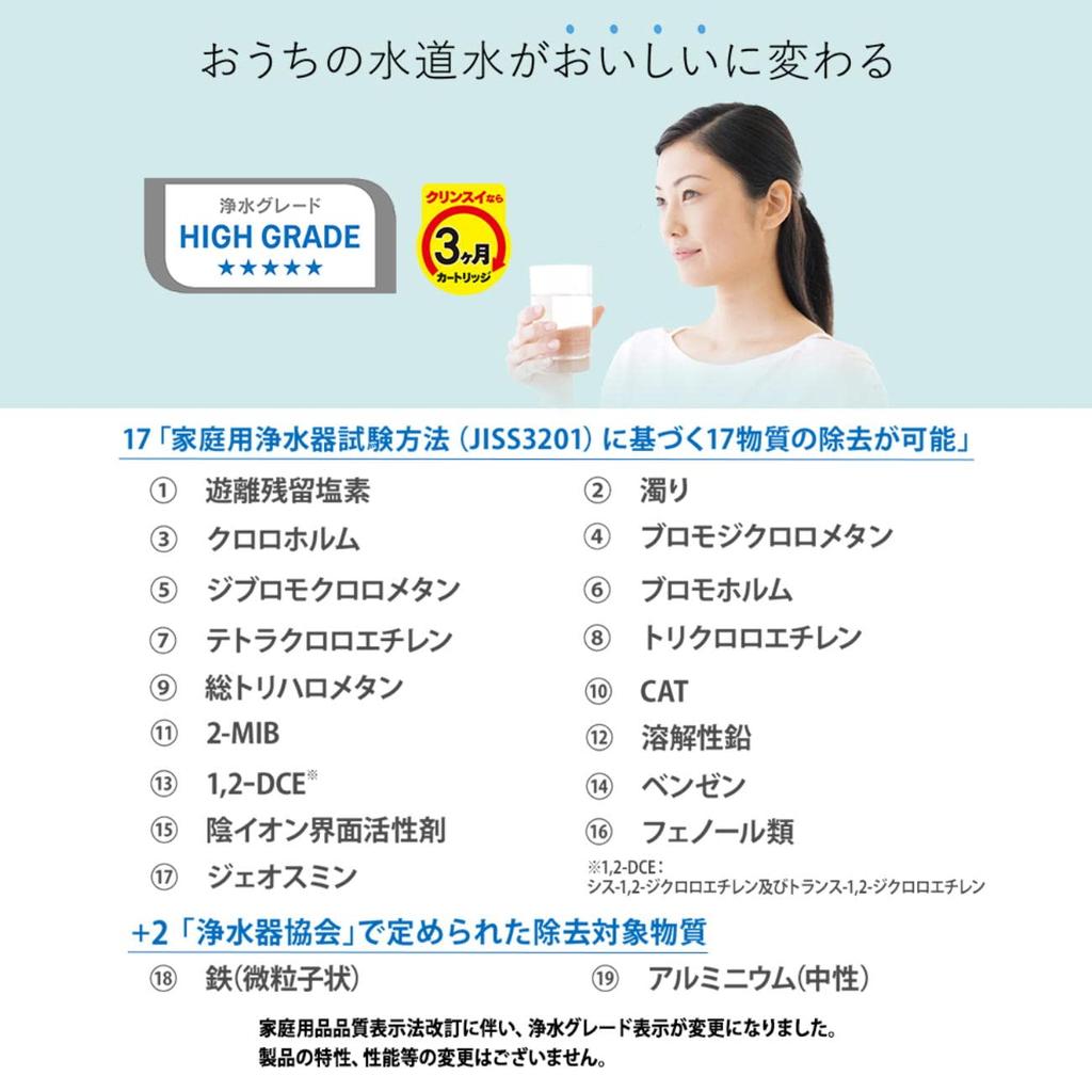 Cleansui Water Pot 1 Cartridge In Total Unit Filtered Water Total Medium Capacity Model Purifier, Type, [Main CP405-WT] Capacity 1.4L Capacity 2.2L