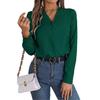 Women's Elegant Business Office Blouse Layered V Neck Long Sleeve 2024 Dressy Shirts Work Tops