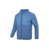 Solid Color Logo Embroidered Breathable Hooded Jacket Men Outerwear Blue IA8149