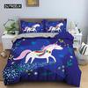 Unicorn Duvet Cover Set Cartoon Animal Bedding Set Single Twin King For Kids Girls Polyester Romantic Theme Star Comforter Cover