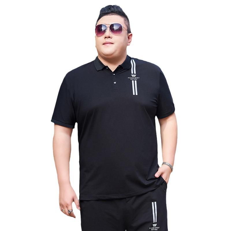 Fat Men's Fat Plus Size Short-sleeved Lapel Polo Shirt Oversized Loose Half-sleeved T-shirt Bottoming Shirt Oversized