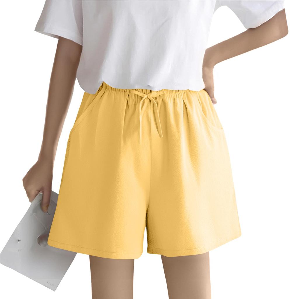 Women's Solid Color Linen Cotton Hemp Casual Sports Casual Shorts Pants