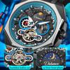 Men's Tourbillon Hollow Automatic Mechanical Watch Waterproof Luminous 24-hour Moon Phase Dial Men's Fashion Personalized Watch