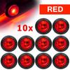 10pcs Mini Round 3/4" LED Side Marker Light 12V 24V Red Indicator Signal Grille Lamp Truck Trailer Caravan Camper UTV UTE ATV RV