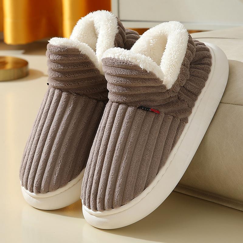 Cotton Slippers Velvet Home Non-slip Confinement Shoes Indoor Warm Shoes Women's Cotton Shoes Men's