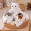 45cm Cute Cat Plush Toy Lovely Stuffed Animal High Quality Simulated Cat Plushies White Grey Cat Doll Birthday Gifts Child Girl