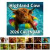 2026 Highland Cow Wall Calendar Scottish Highland Cattle 12 Monthly Planner