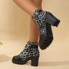 Womens Leopard Lightweight Fashion Hundred Soft Elastic Comfortable Ankle Boots Shock Absorbing Anti-slip Casual Sports Martin Boots