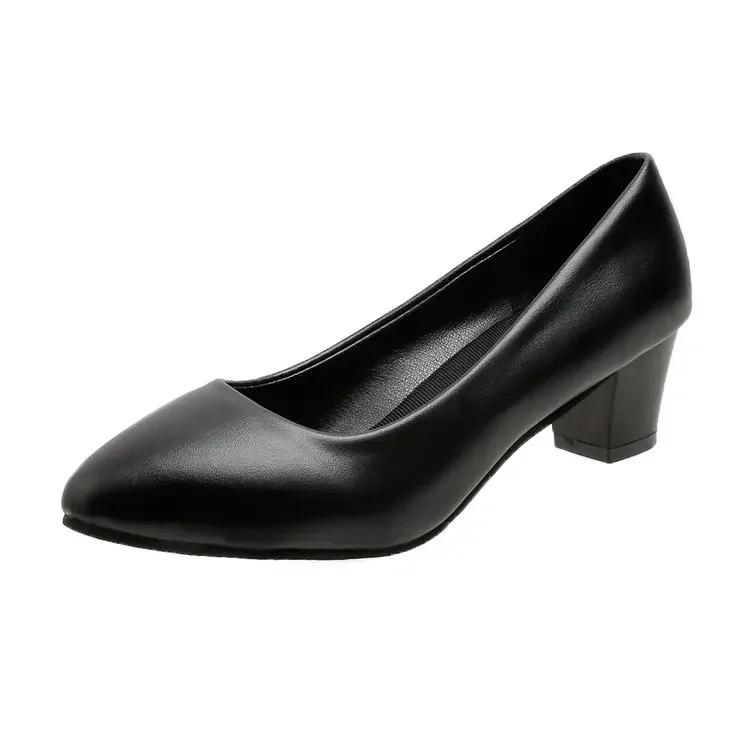 Fashion 2024 Spring Fall Stylish and Comfortable Mid-heel Pointed Toe Women's Single Shoes