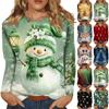Long Sleeve Shirts For Women Cute Print Graphic Tees Blouses Casual Plus Size Basic Tops Pullover Christmas
